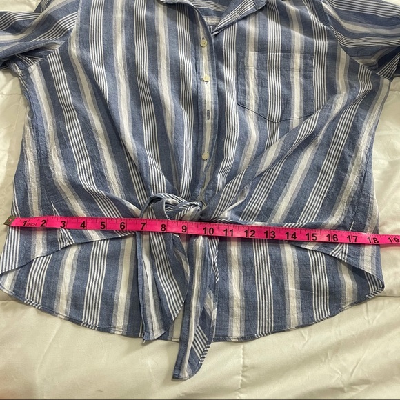*SOLD* J Crew Striped Tie Waist Button Down M - Picture 8 of 15